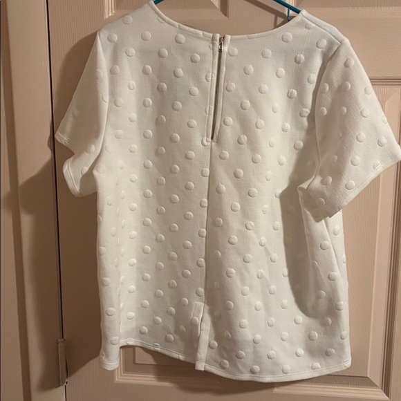 W5 White Polka Dot Textured Short Sleeve Top - Picture 2 of 2